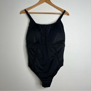 NWT Beach Betty by Miracle Brands Black One Piece Swimsuit Slimming Size 2X